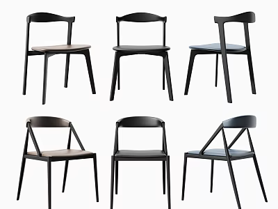 Modern Dining Chairs With Six Different Styles And Colorful Upholstered Seats 3d model