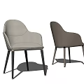 Modern Upholstered Dining Chairs with Beige and Light Brown Armrest Design 3d model