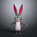 Cartoon Rabbit Character with Long Ears Blue Eyes and Grey Body Standing with Arms Open