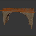 Classic Stone Arch Bridge with Masonry Railings and Greenery Details