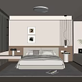 Modern Bedroom Interior Design With Bed White Cabinets Nightstands Wall Art And Ceiling Light