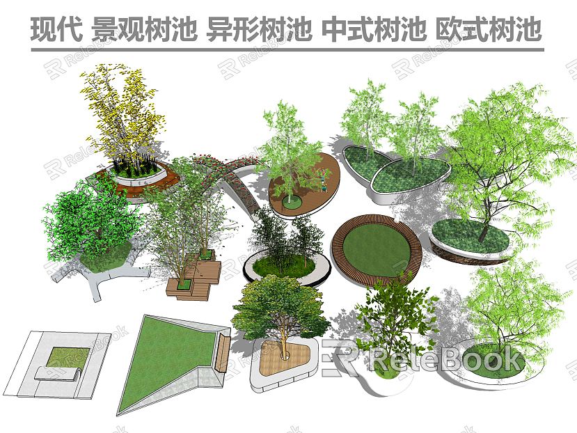 Modern Tree Pond Landscape Tree Pond Special-shaped Tree Pond model