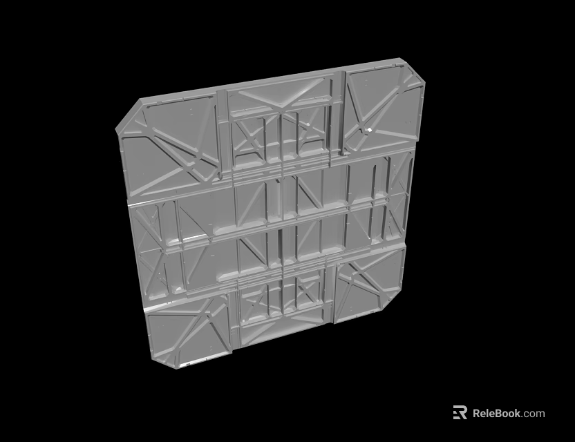 Transparent Geometric Frame Modular Structure With Rectangular Panels And Support Beams 3d model 
