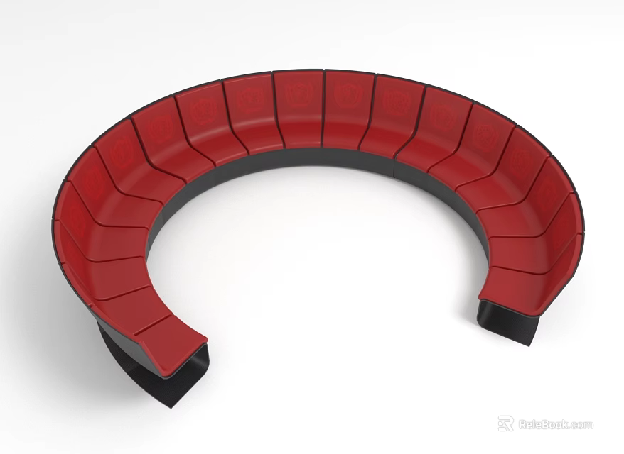 Red Curved Sectional Sofa For Multi Person Living Room Comfortable Seating 3d model 