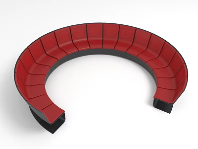 Red Curved Sectional Sofa For Multi Person Living Room Comfortable Seating 3d model