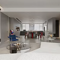 Modern Living Dining Area Interior Design With TV Wall White Sofa Blue Chair Coffee Table