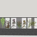 Colorful Climbing Vines With Flowers On White Slatted Vertical Wall Under Blue Sky