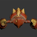 Game Movie Character Red Monster 3D Model With Giant Flaming Claws And Orange Luminous Details