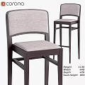 Modern Upholstered Chair With Dark Wooden Frame And Light Gray Fabric Cushion