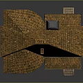 Cartoon Scene of a House With Brown Tile Roof Brick Walls Windows Porch and Steps