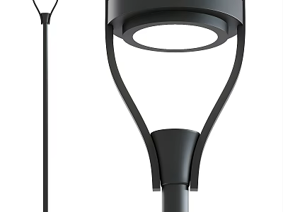 Contemporary Outdoor Light with Black Metal Pole Circular Shade and Modern Design 3d model