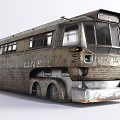 Vintage Rustic Bus with Worn Metal Exterior and LINE Lettering Classic Retro Design