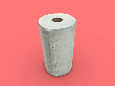 Soft White Toilet Paper Roll Featuring Textured Design Placed On Pink Background 3d model