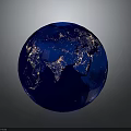 Blue Earth Globe Displaying Illuminated City Lights At Night View 3d model