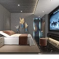 Modern SPA Sauna Interior With Comfortable Bed Decorative Plants TV And Ambient Lighting