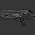 Futuristic Advanced Weapon With Dark Green Black Mechanical Structure And Tactical Scope