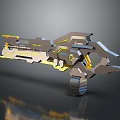 Futuristic Sci Fi Weapon With Gray And Yellow Mechanical Structure Design 3d model