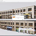 Modern Commercial Street Architectural Design With Retail Shops And Storefronts