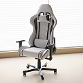 Ergonomic High Back Office Chair with Headrest Lumbar Support Gray Black Leather Armrests and Wheels