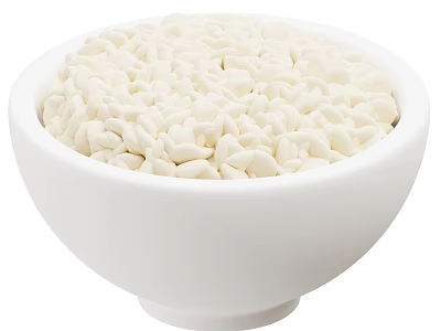 Raw White Rice in White Ceramic Bowl for Healthy Meal Preparation 3d model