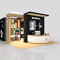 NESPRESSO Exhibition Booth Design With White Reception Counter And Wooden Panels