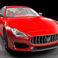 Red Maserati Luxury Sedan Featuring Sleek Front Grille And Shiny Red Body Design