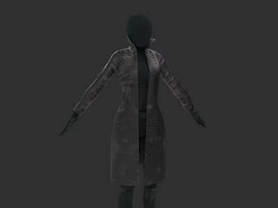 Long Textured Coat On Black Headless Mannequin With Outstretched Arms 3d model
