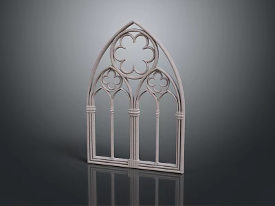 Gothic Style Window Frame With Intricate Tracery And Pointed Arch Design 3d model