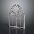 Gothic Style Window Frame With Intricate Tracery And Pointed Arch Design 3d model
