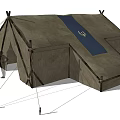 Traditional Canvas Camping Tent With Support Poles Guy Ropes And Blue Emblem Panel