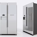 Modern Double Door Refrigerators In White And Stainless Steel With Digital Display And Storage