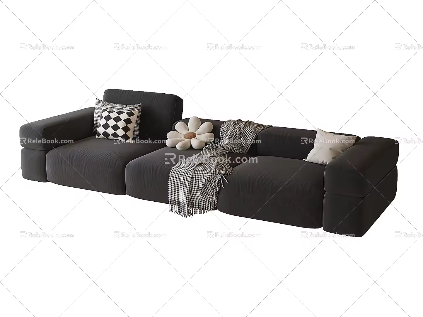 Modern three-person sofa 3d model