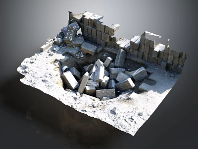Detailed Ruined Stone Scene Components With Broken Blocks And Scattered Debris 3d model