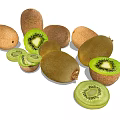 Fresh Whole And Sliced Kiwi Fruit With Green Flesh And Black Seeds