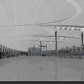 Spacious Modern Airport Terminal With Curved Ceiling Natural Light And Passengers Walking