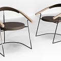 Modern Leisure Chairs With Metal Frame Wooden Armrests And Dark Upholstered Seats