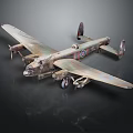 Detailed Vintage Military Airplane Model With Four Propellers Camouflage Paint And Roundel Markings