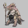 Demon Dragon Guard Lizard Man Mage 3d model