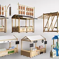 Garden Kiosk Designs Featuring Wooden Frames Various Canopies And Display Counters