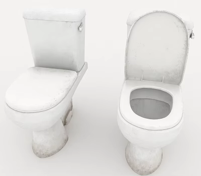 Two White Toilets One With Closed Lid And One Open 3d model
