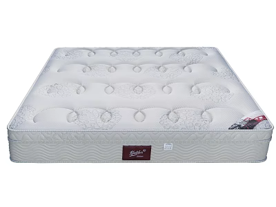 White Upholstered Mattress With Quilted Pattern Circular Tufts And Brand Label 3d model