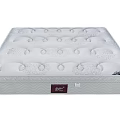 White Upholstered Mattress With Quilted Pattern Circular Tufts And Brand Label 3d model