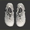 White Everyday Casual Shoes With Knit Mesh Upper Gray Heel And Textured Sole