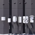 Modern Chinese Style Pendant Lights With Various Shapes And Patterns On Dark Wall