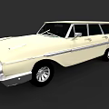 Vintage White Station Wagon With Classic Design And Retro Body Details