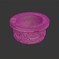 Decorative Carved Stone Vessel With Circular Shape Intricate Patterns And Holes