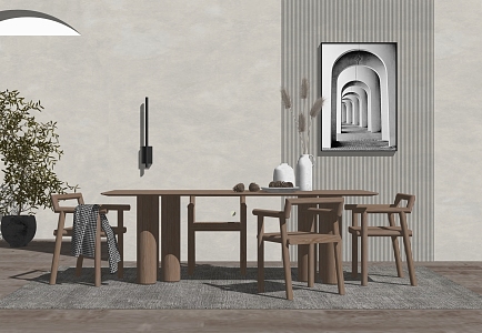 Modern Dining Table and Chair Combination 3d model