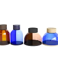 Colorful Ceramic Vessels With Rounded Bodies And Colored Lids For Home Decor
