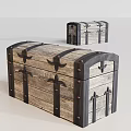 Vintage Wooden Decorative Cabinet With Black Metal Accents Rivet Details And Retro Design
