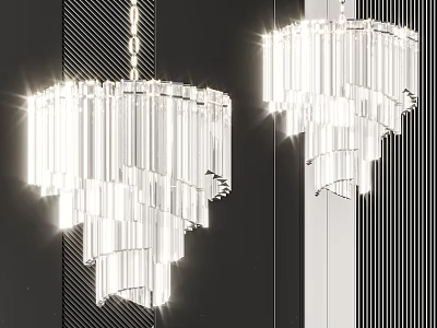 Luxury Modern Crystal Chandelier With Transparent Layered Crystals For Elegant Interior Design 3d model